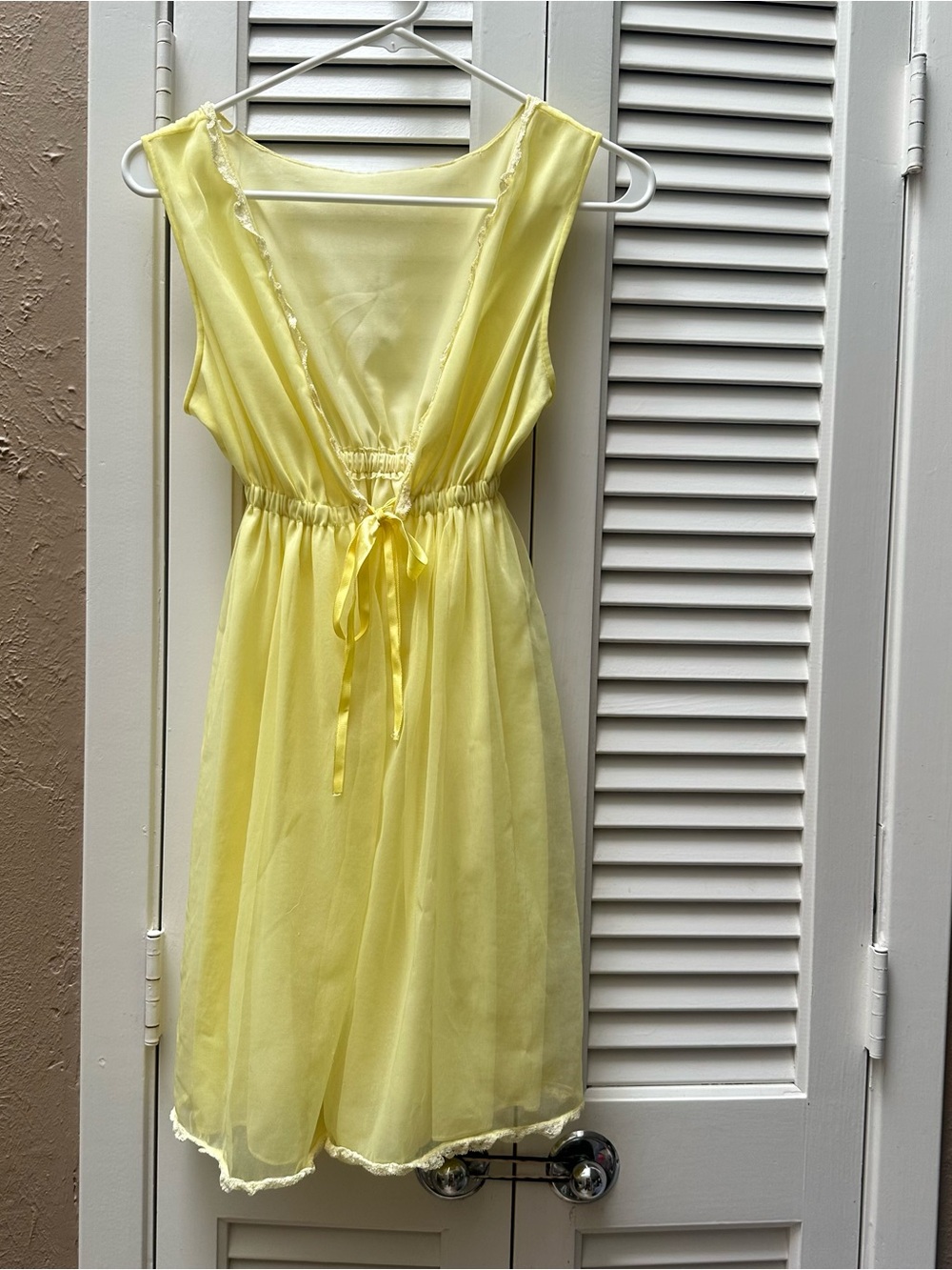 Yellow Sleeveless Sheer Tie-Waist SleepDress